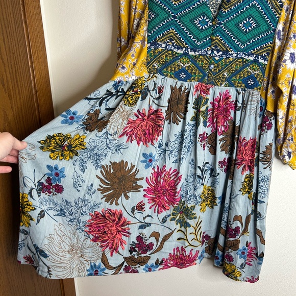 Magnolia Boutique S Floral Patterned Dress with Mixed Colors Boho Hippie Peasant - Picture 7 of 9